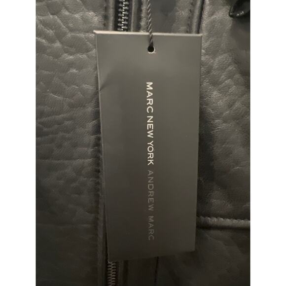 NWT Marc New York Andrew Marc Women’s Leather Motorcycle Jacket Size L Black - Picture 2 of 6
